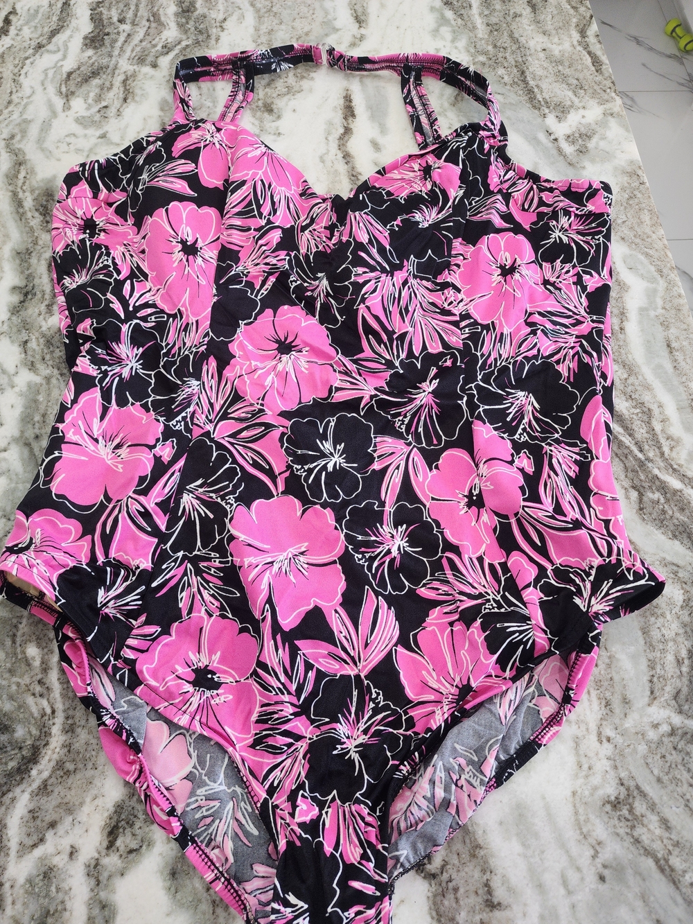 Pink & Black Floral One-Piece Swimsuit